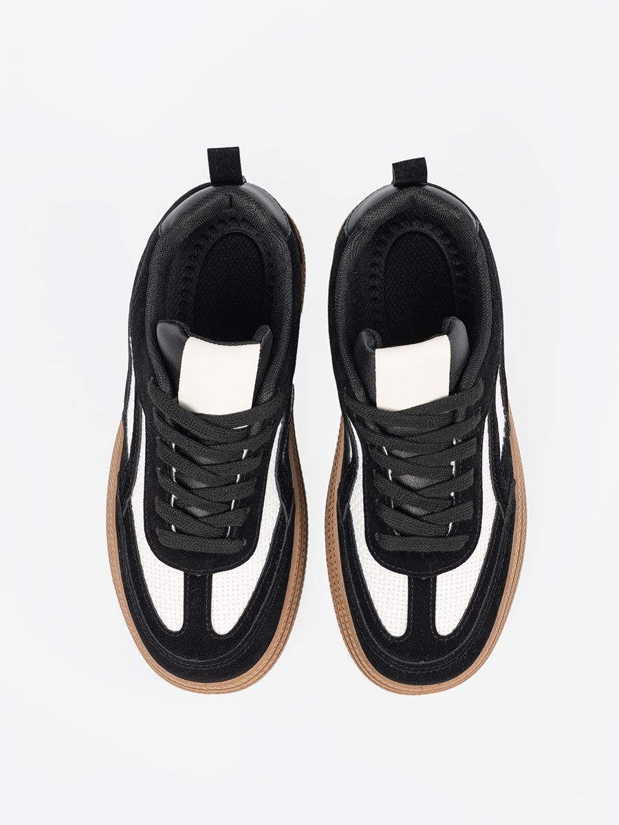 Czarne sneakersy damskie z białymi wstawkami