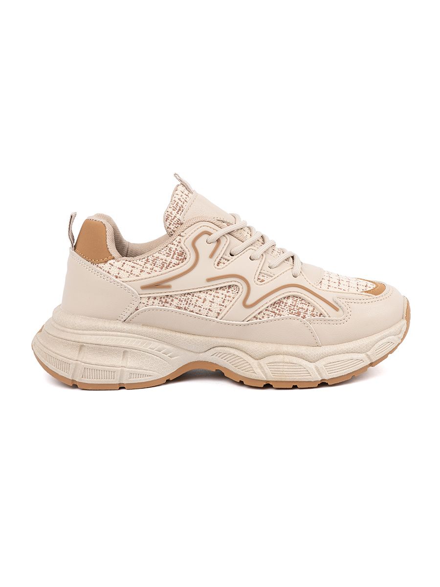 Jasne beżowe damskie sneakersy na platformie