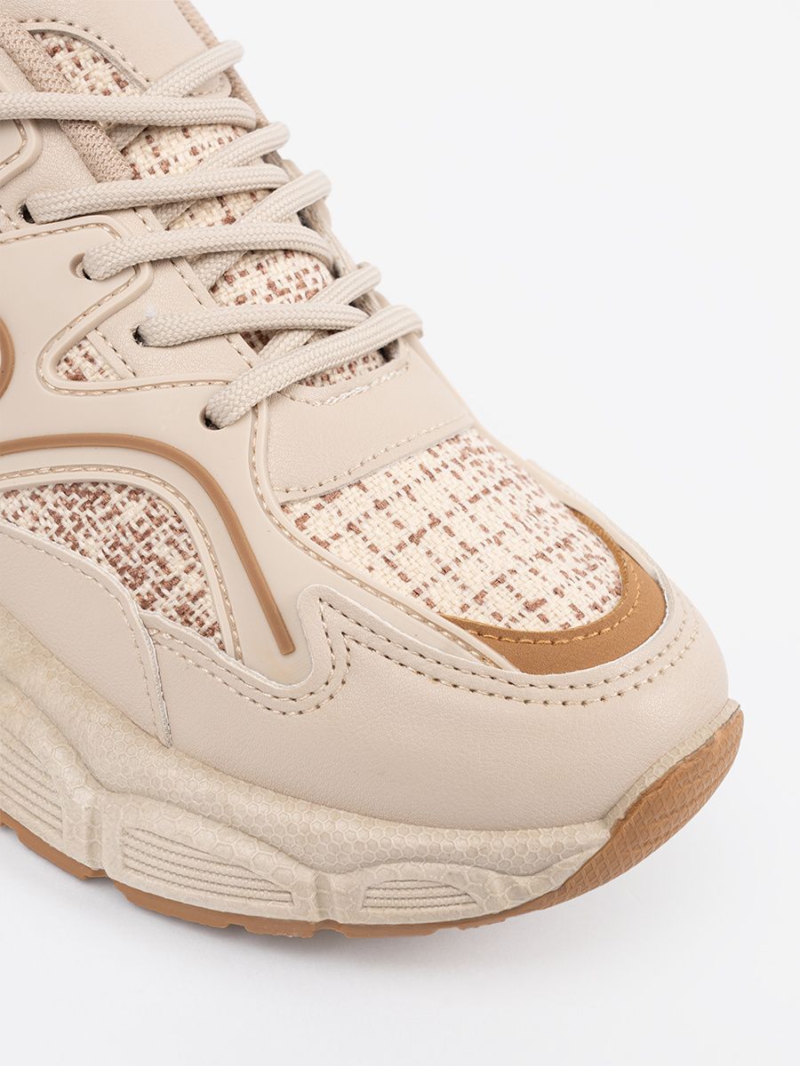 Jasne beżowe damskie sneakersy na platformie