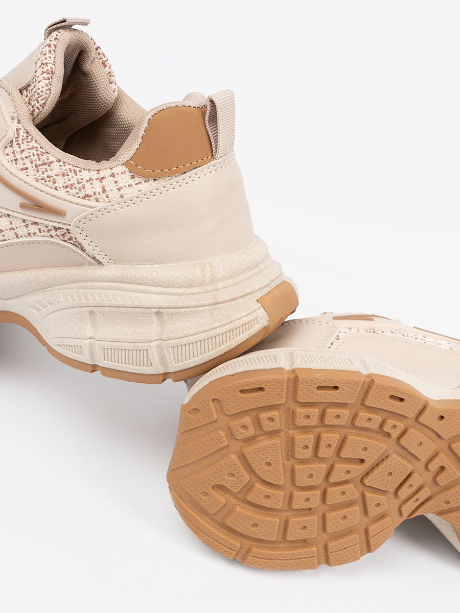 Jasne beżowe damskie sneakersy na platformie