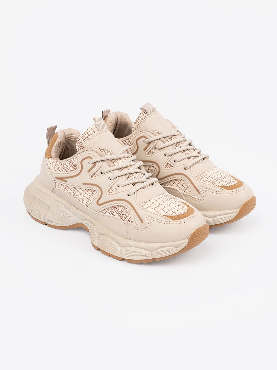 Jasne beżowe damskie sneakersy na platformie