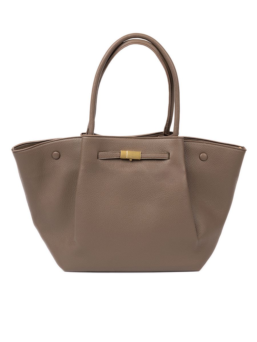 Beżowa torba shopper z zapięciem