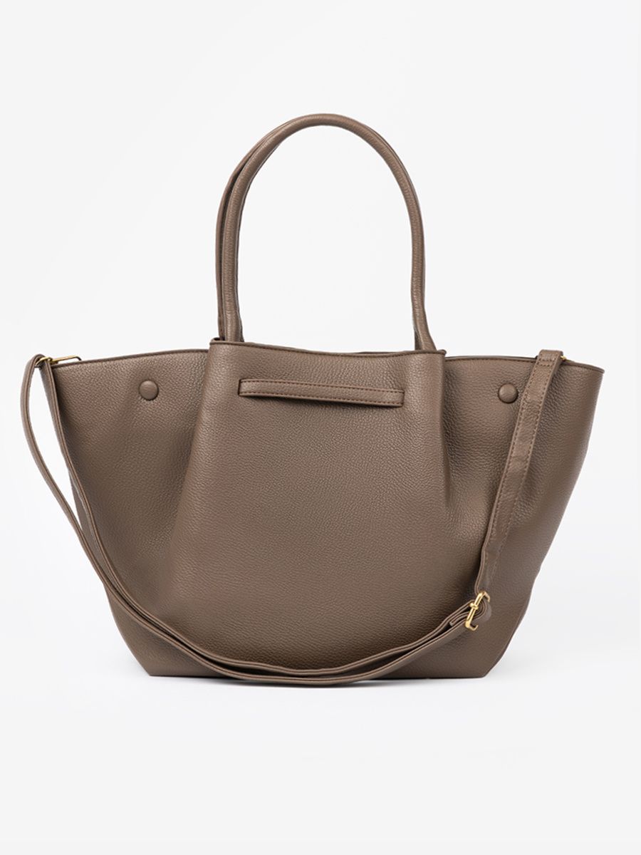 Beżowa torba shopper z zapięciem