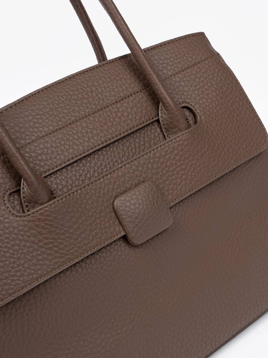 Brązowa torba shopper z fakturowanej eko skóry