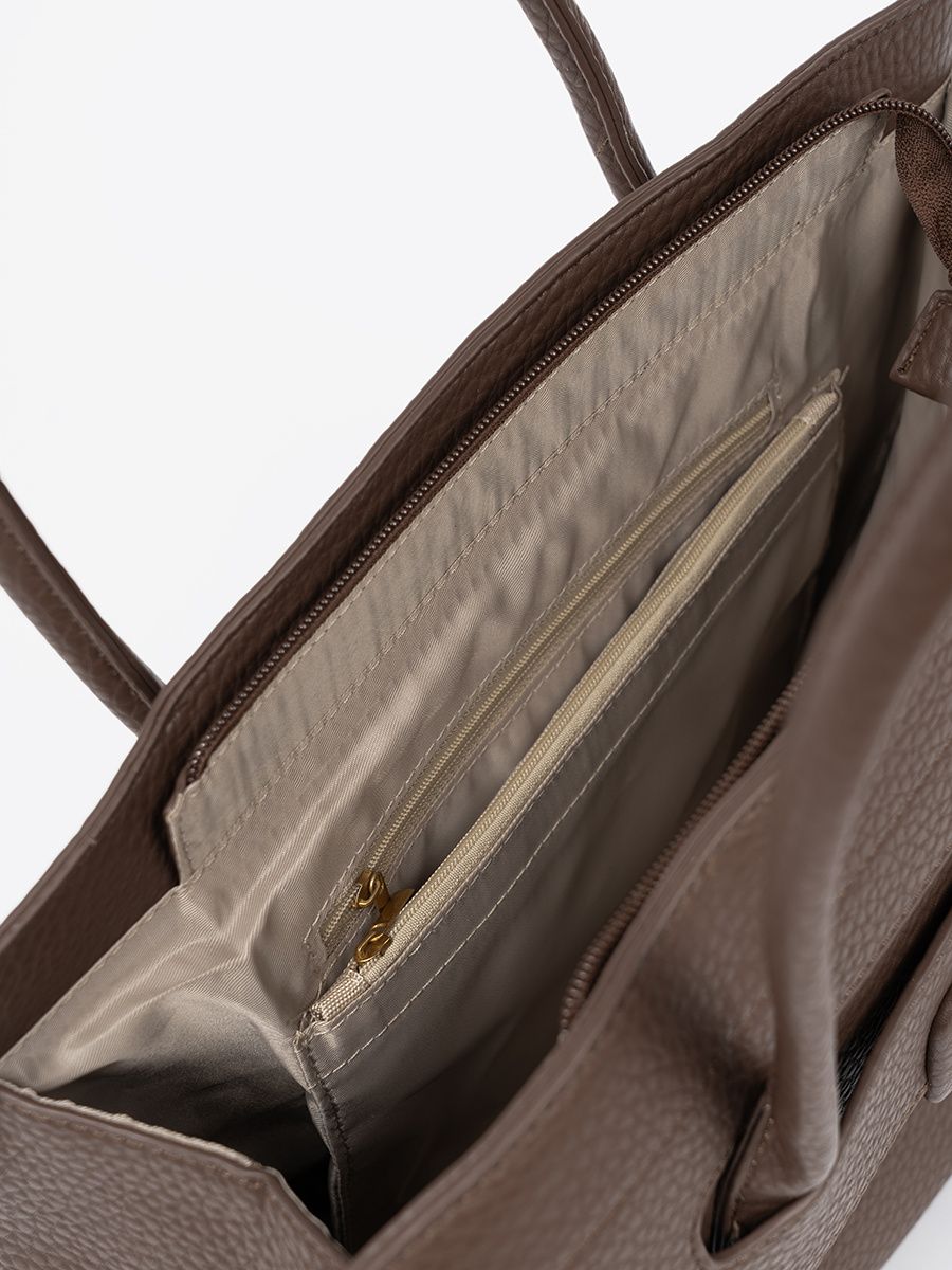 Brązowa torba shopper z fakturowanej eko skóry