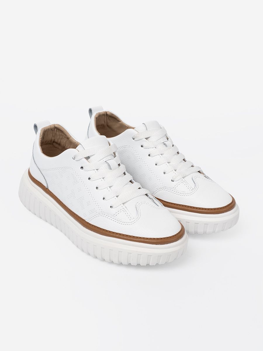 Białe sneakersy skórzane na platformie Sergio Leone