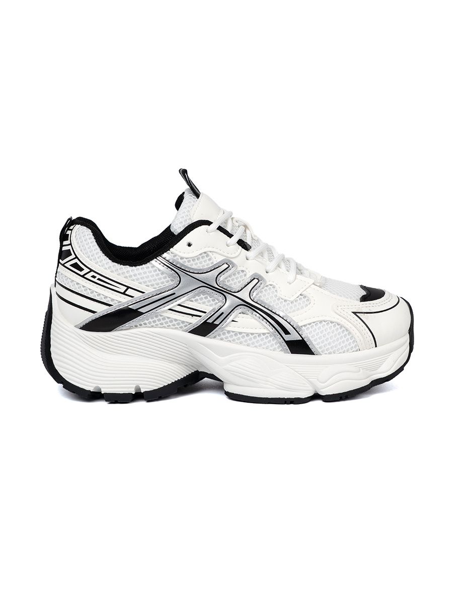 Biało-czarne wygodne sneakersy z siatką