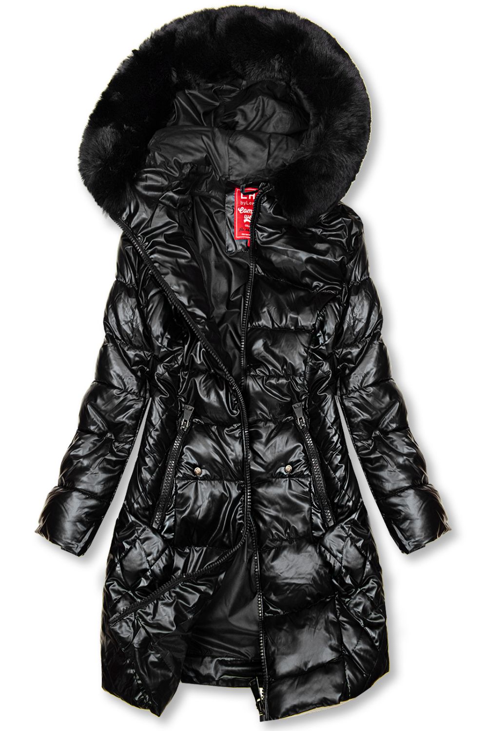 Czarna błyszcząca pikowana kurtka