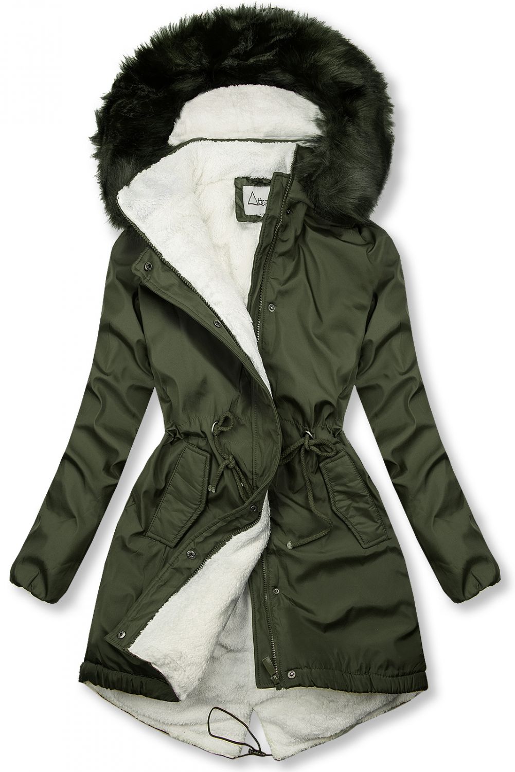 Zimowa parka w kolorze khaki z futerkiem