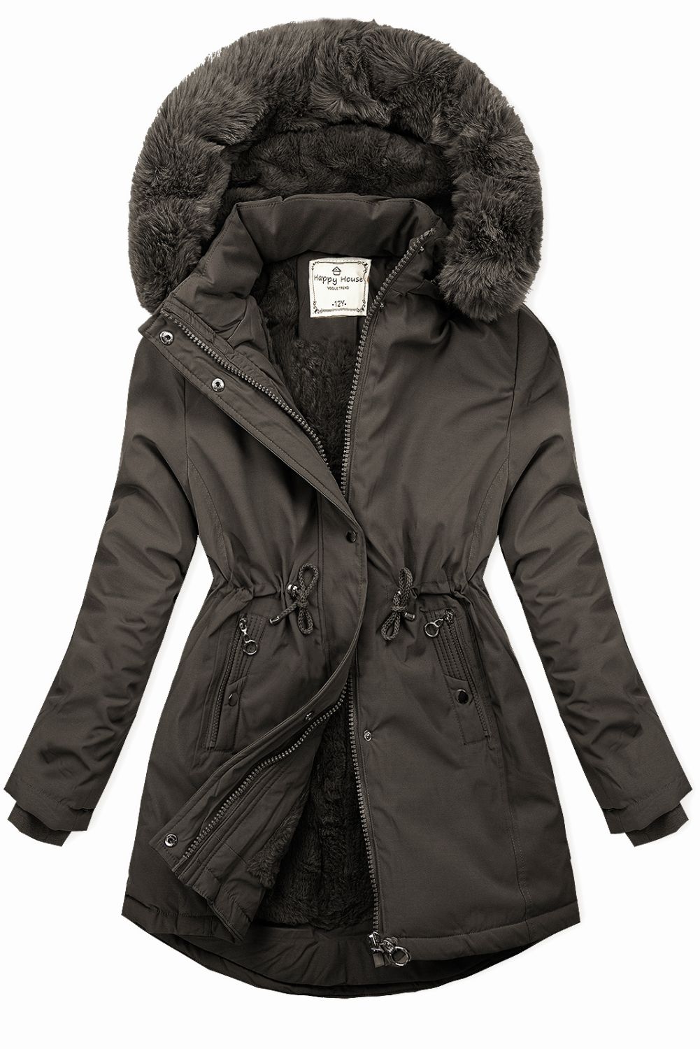 Khaki parka dziecięca z futerkiem