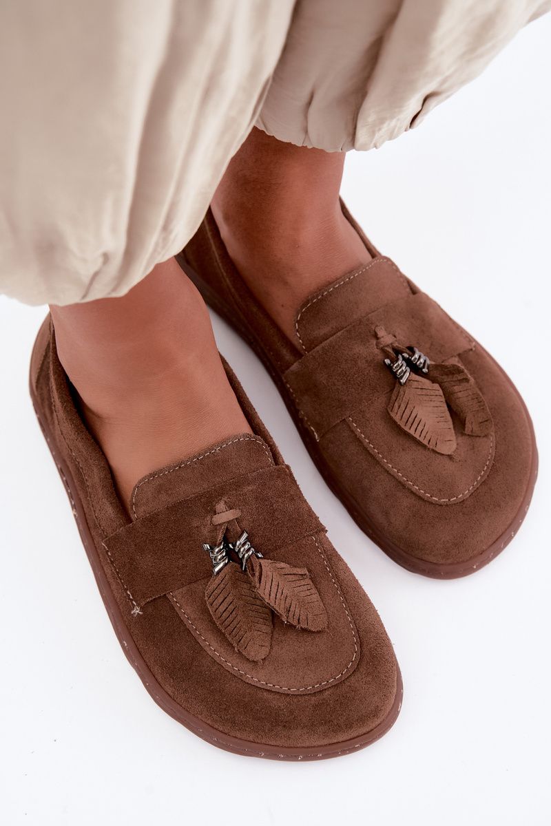 Mokasyny barefoot z naturalnego zamszu, brązowe