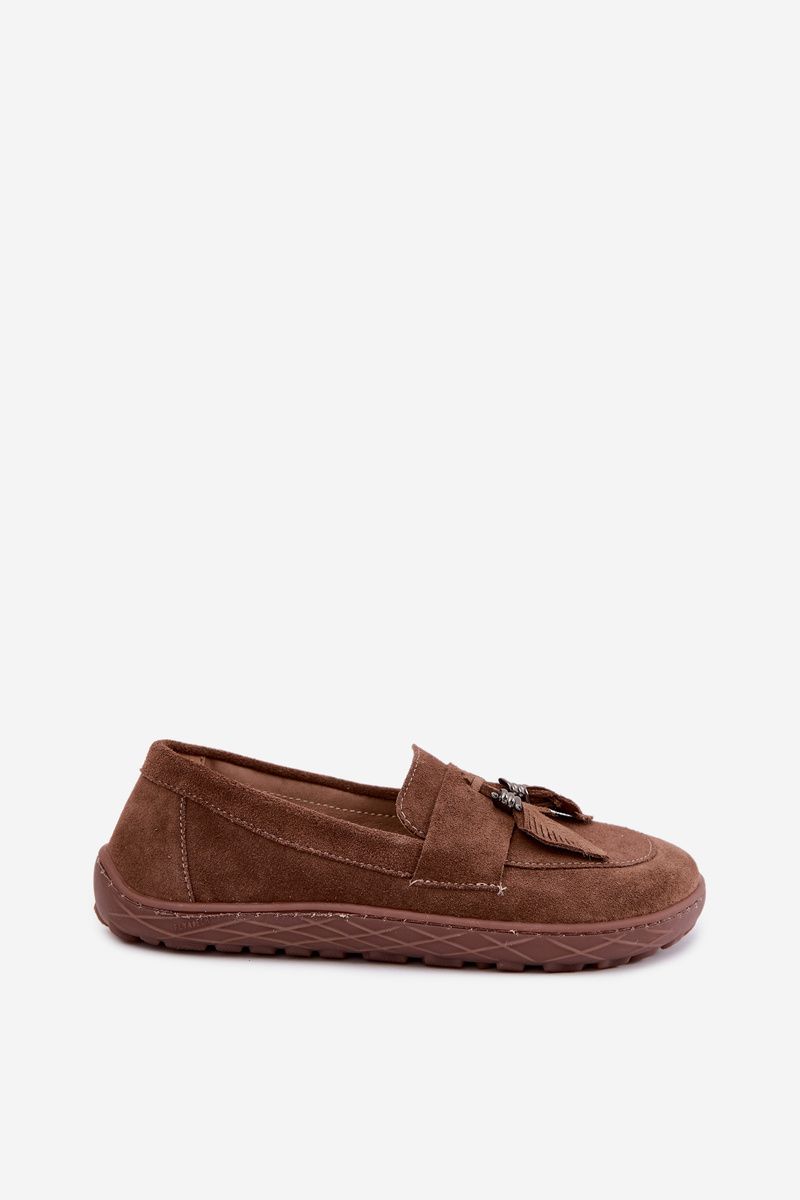 Mokasyny barefoot z naturalnego zamszu, brązowe