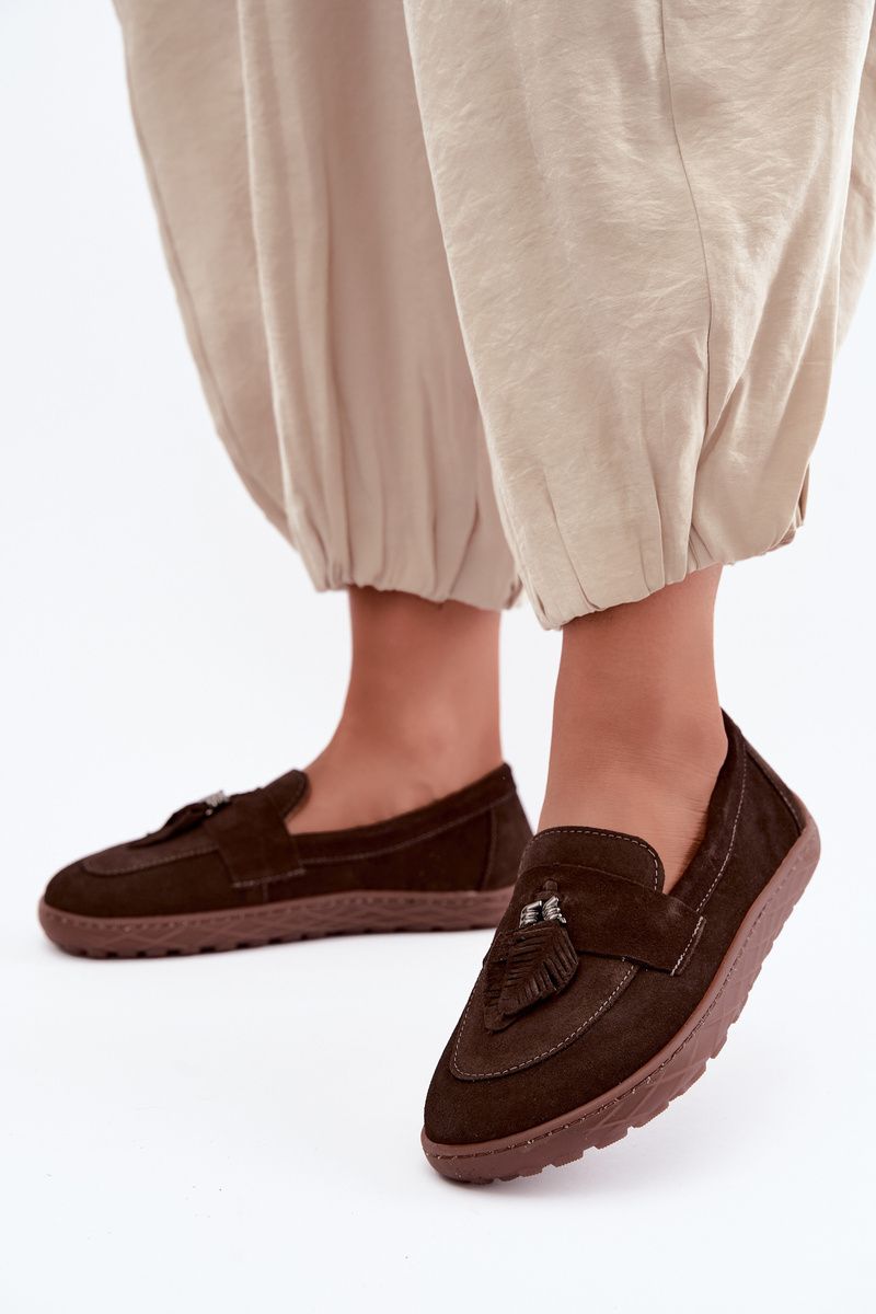 Mokasyny barefoot z naturalnego zamszu, brązowe