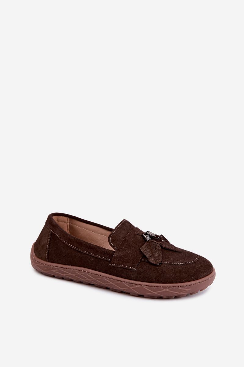 Mokasyny barefoot z naturalnego zamszu, brązowe