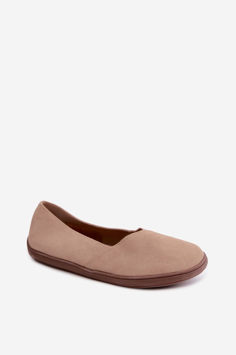 Baleriny barefoot z naturalnego zamszu beżowe