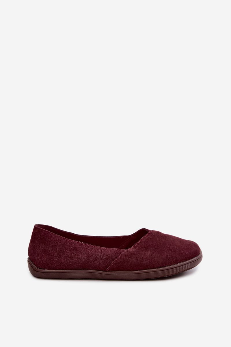 Baleriny barefoot z naturalnego zamszu bordowe