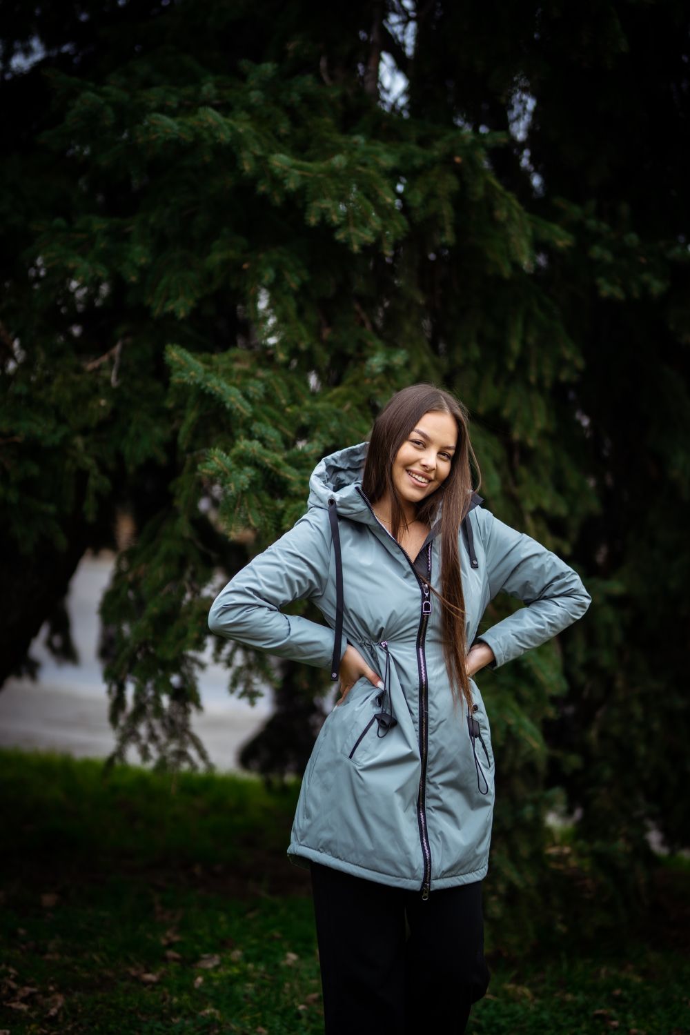 Khaki przejściowy płaszcz/parka