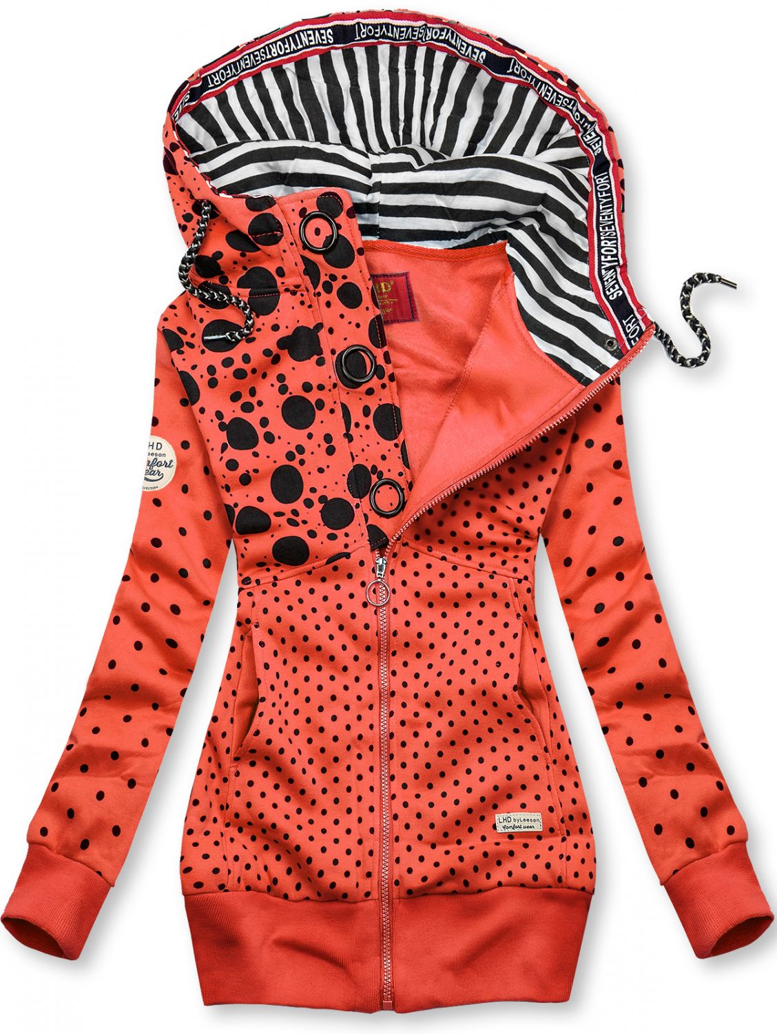 Pomarańczowa długa bluza w kropki