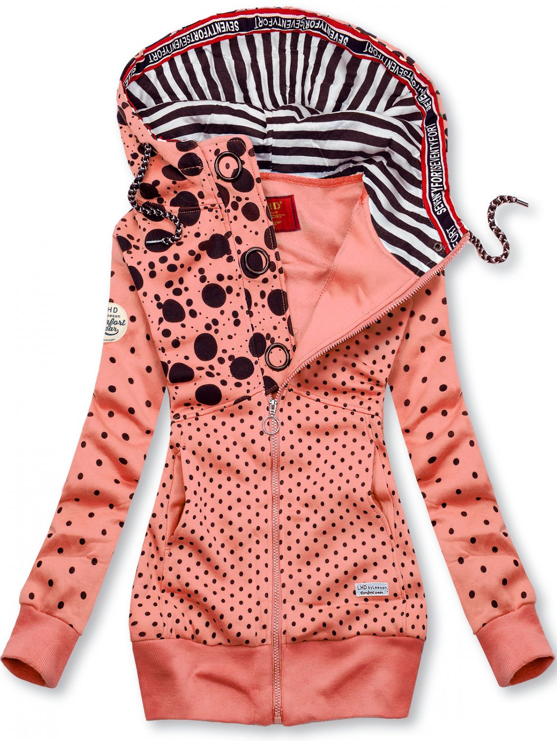 Morelowa długa bluza w kropki