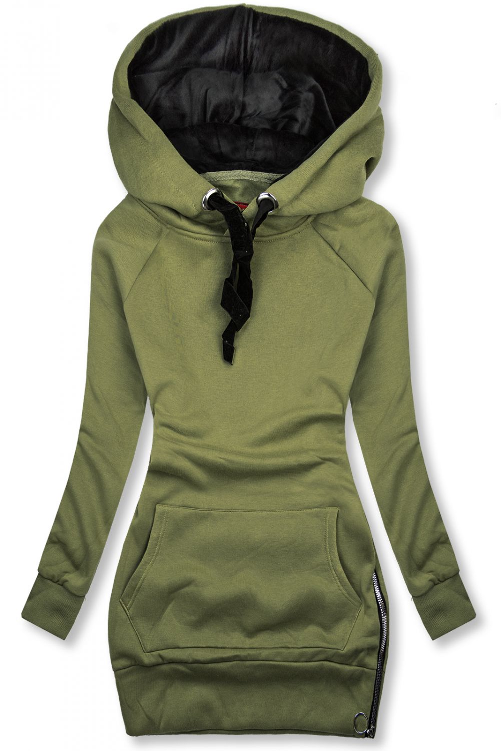 Khaki bluza z aksamitnym kapturem