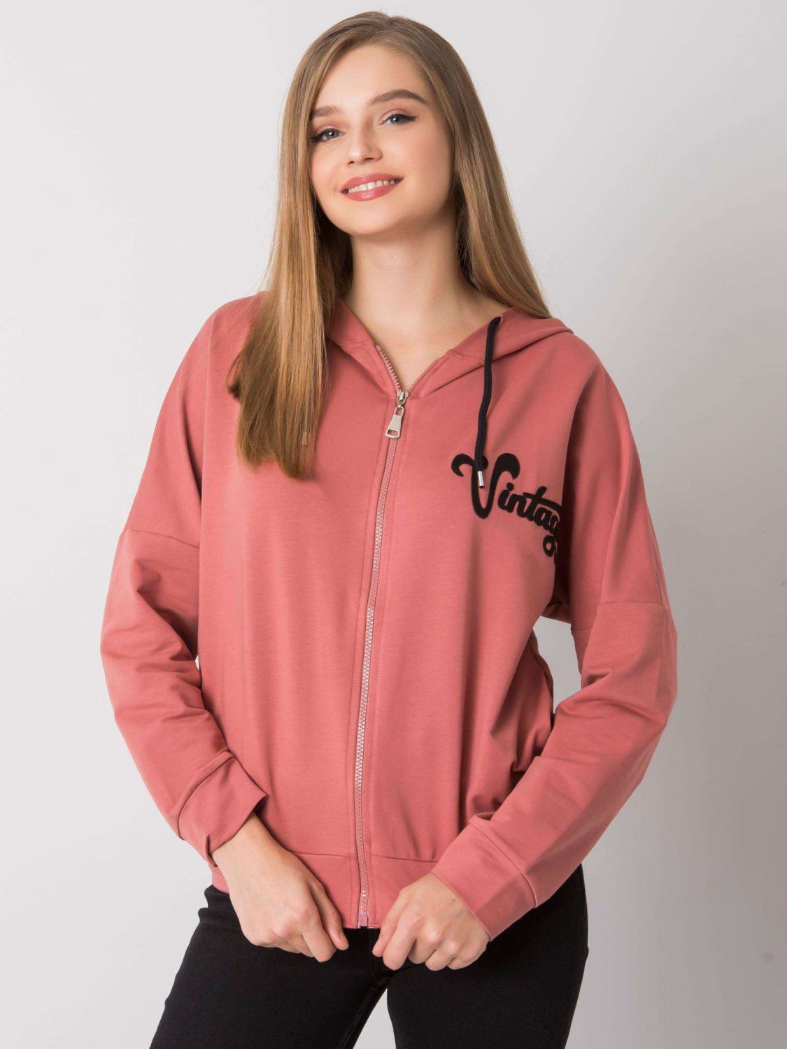 Różowa rozpinana bluza z kapturem