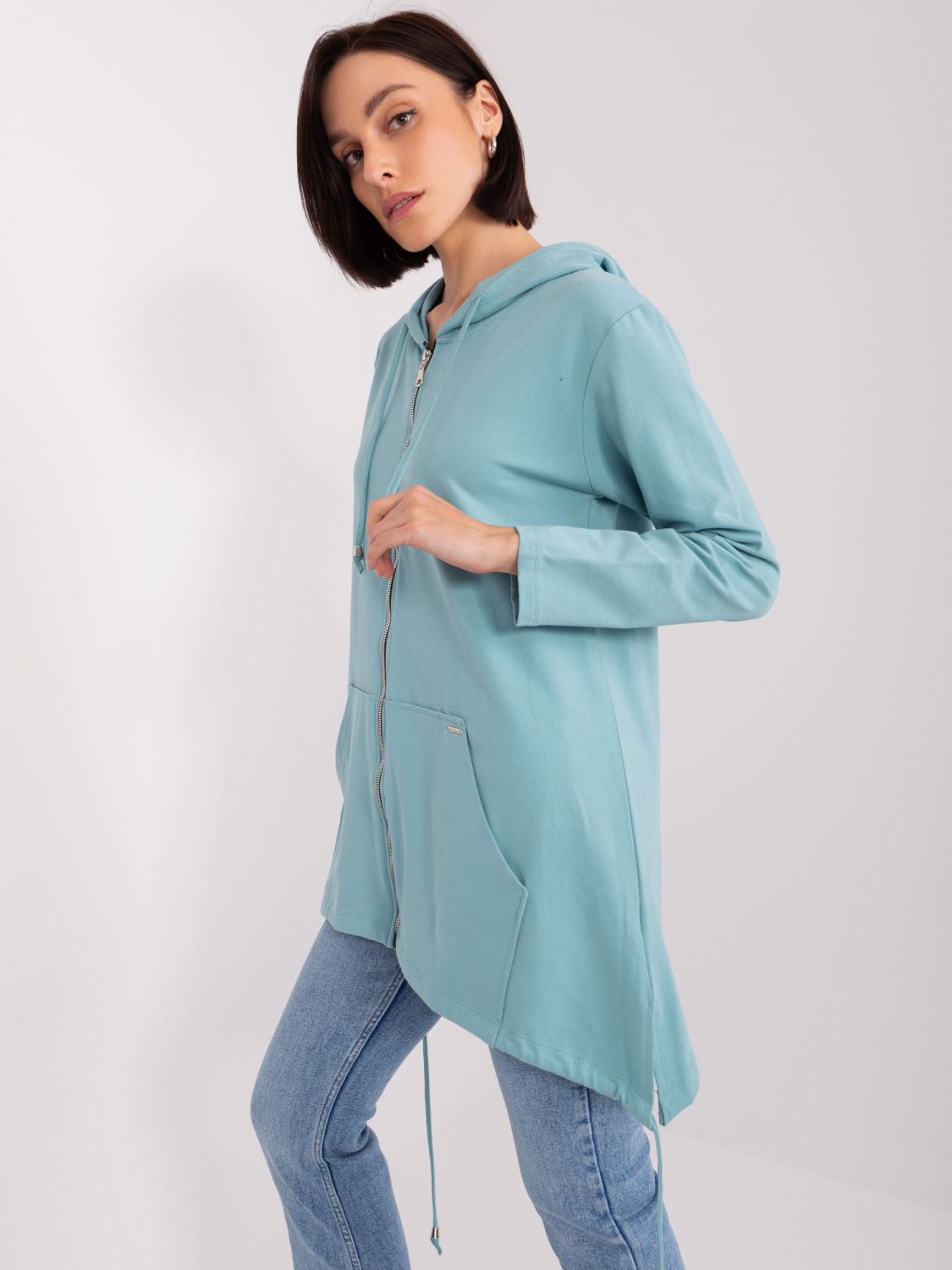 Pistacjowa damska rozpinana bluza