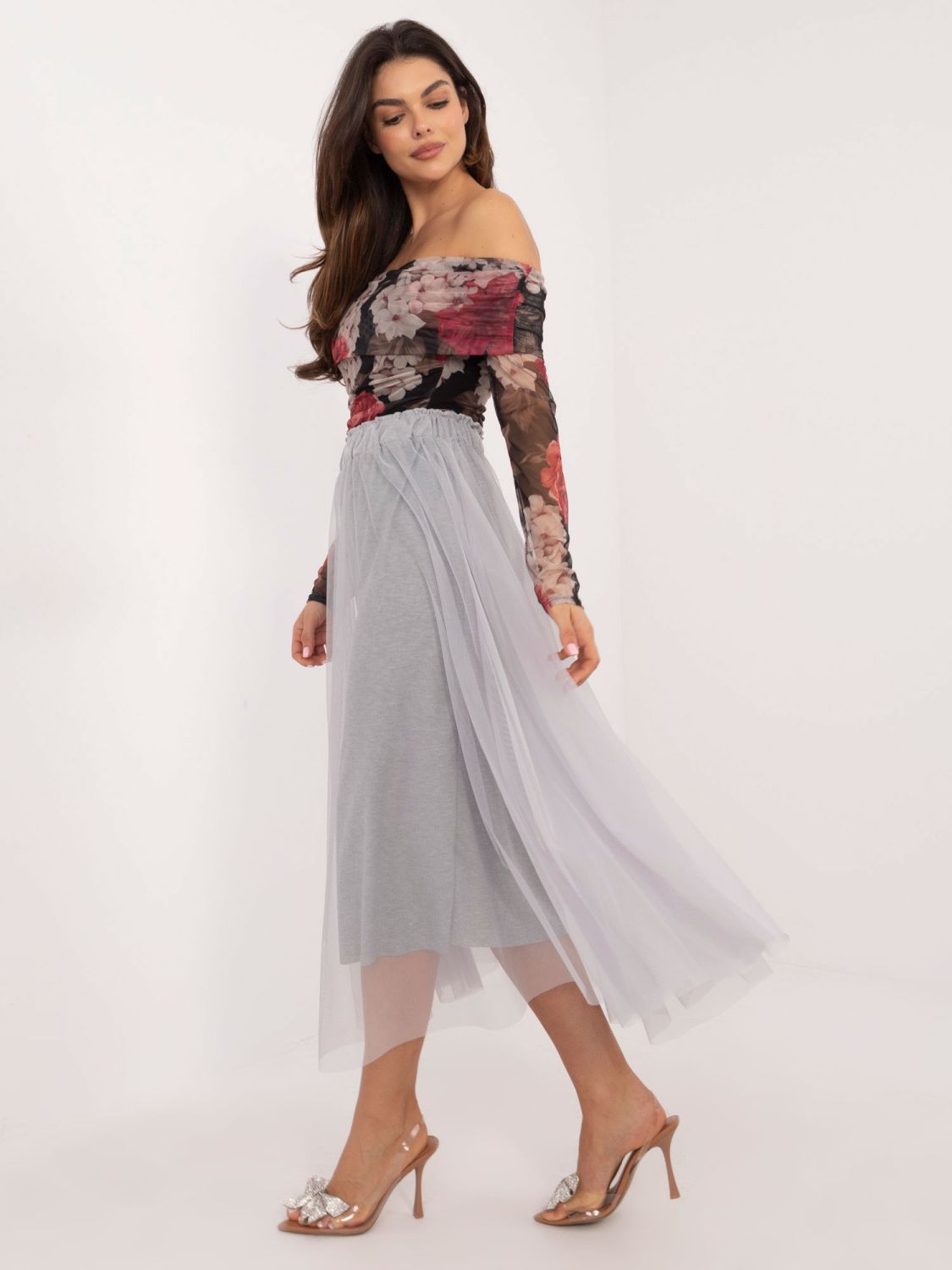 Elegancka midi spódnica z tiulu