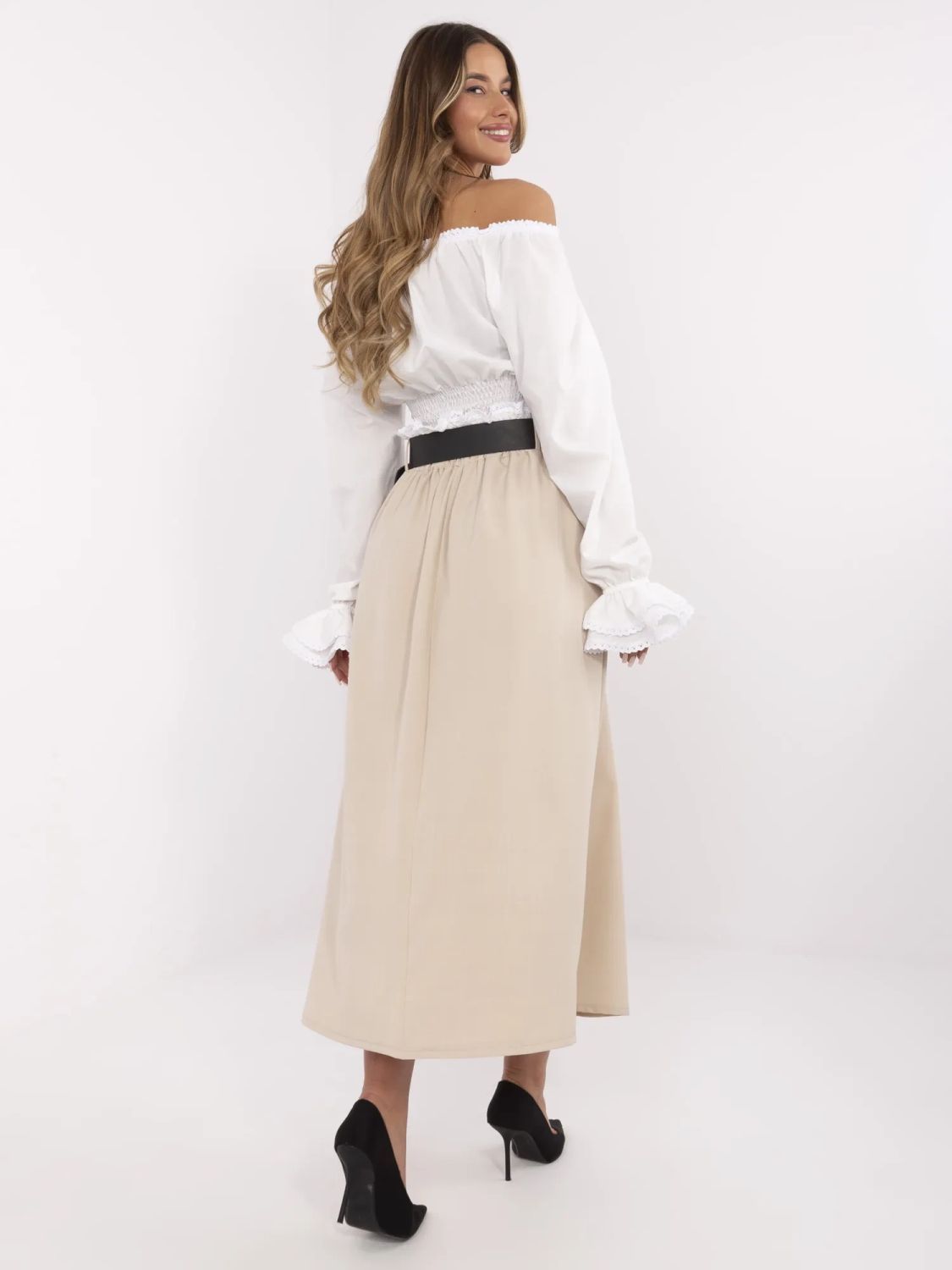 Elegancka maxi spódnica w beżowym kolorze