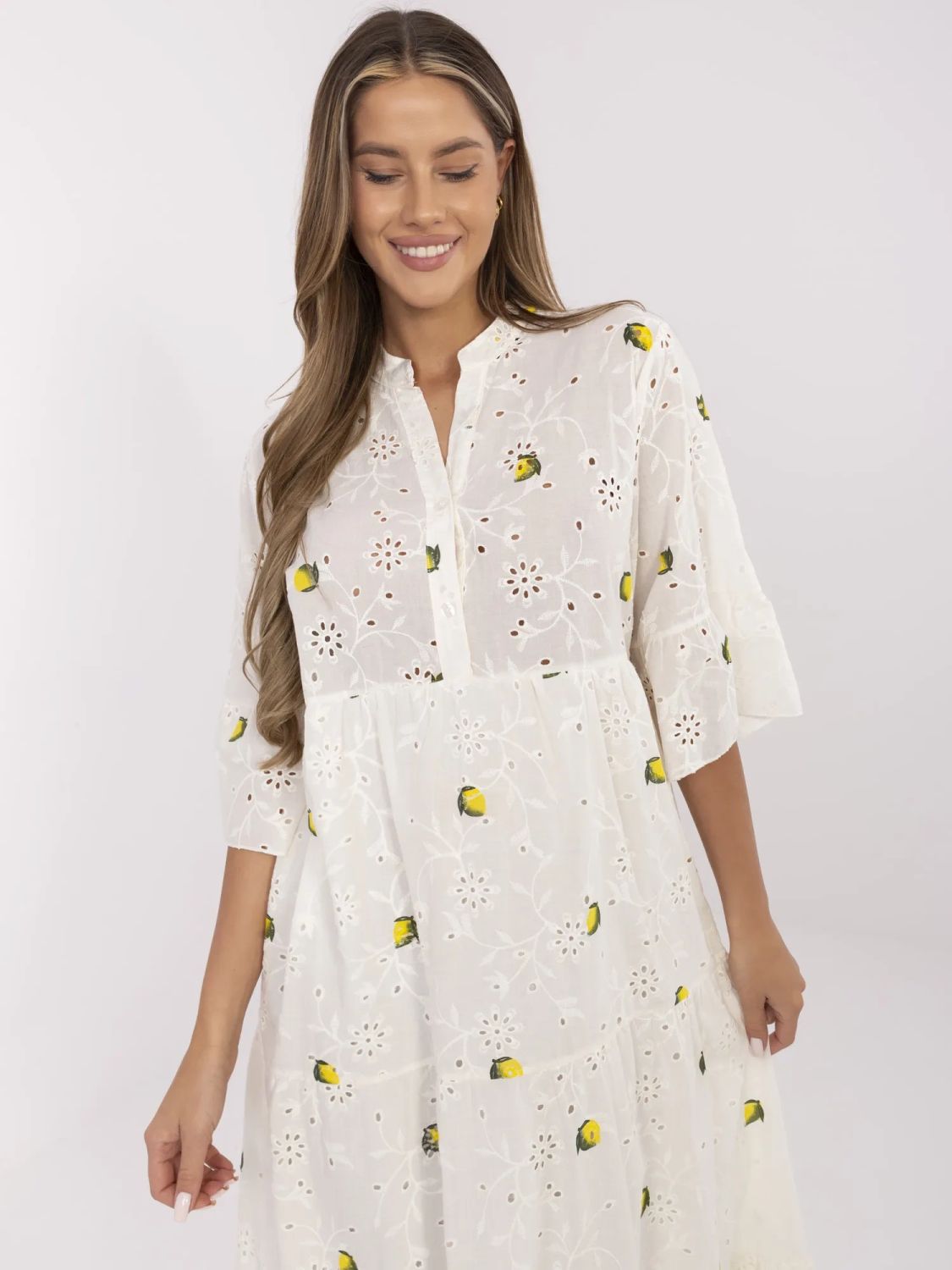 Oversize maxi sukienka z haftem
