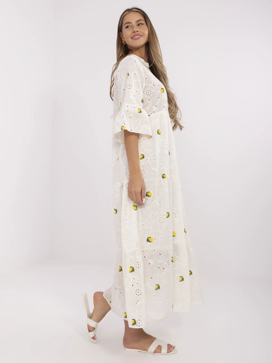 Oversize maxi sukienka z haftem
