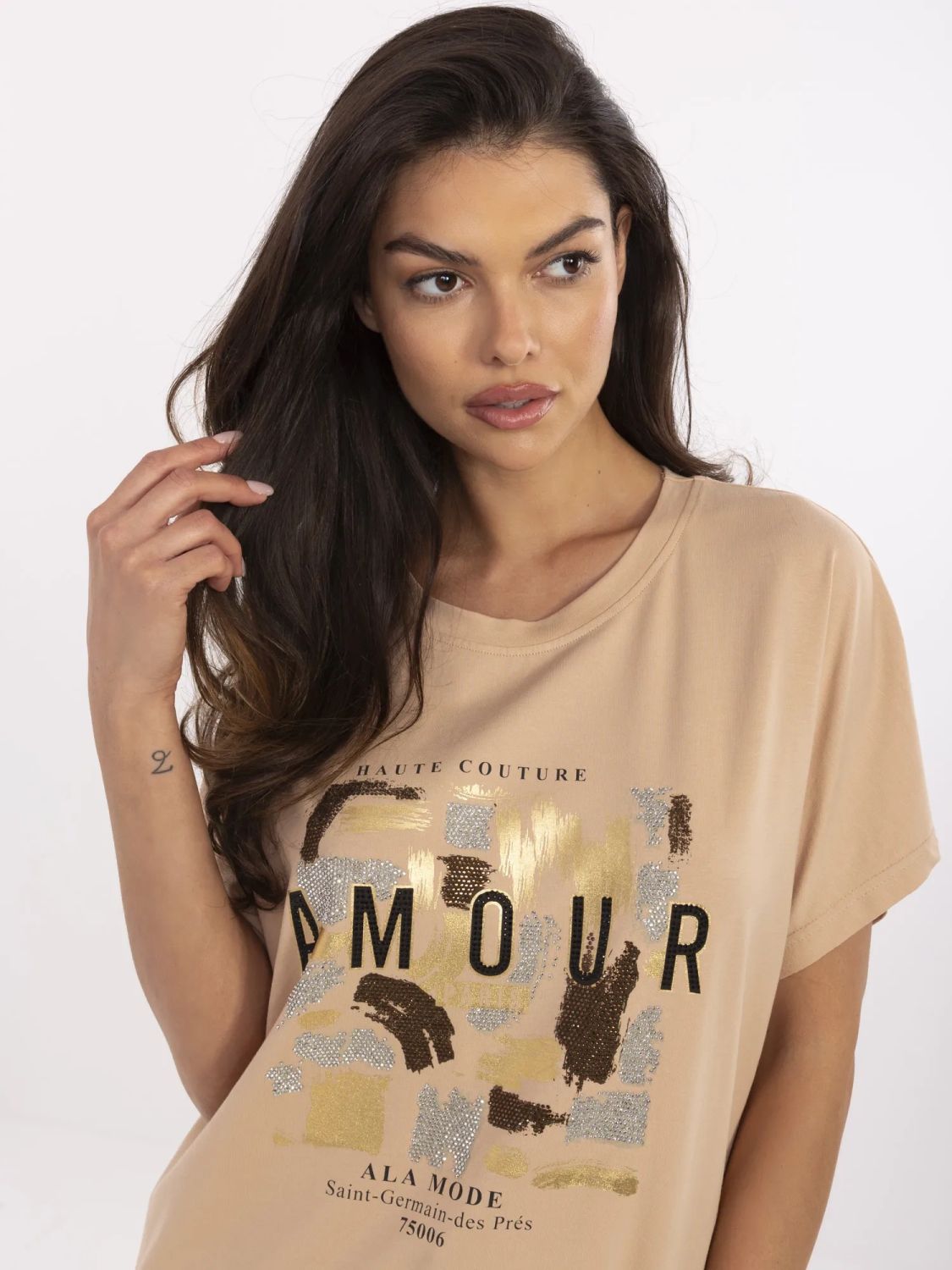 Stylowa bluzka w kolorze camel