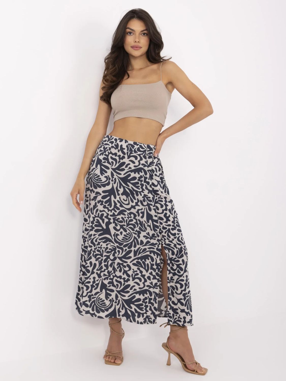 Elegancka midi spódnica w granatowej kolorze