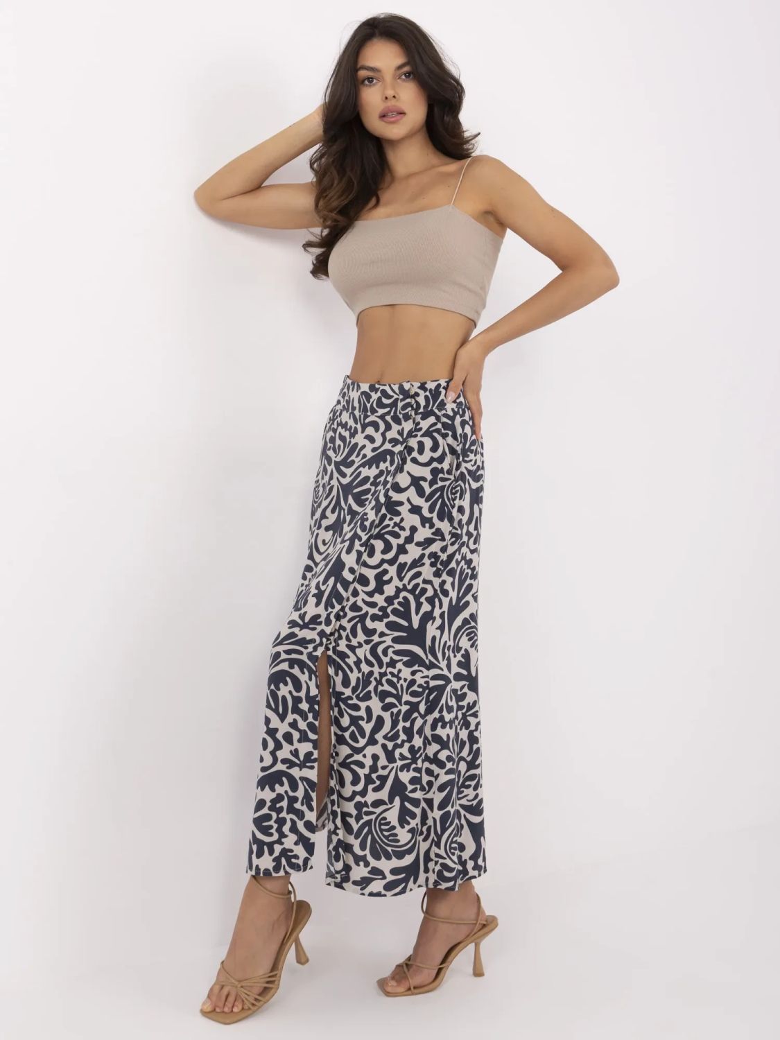 Elegancka midi spódnica w granatowej kolorze