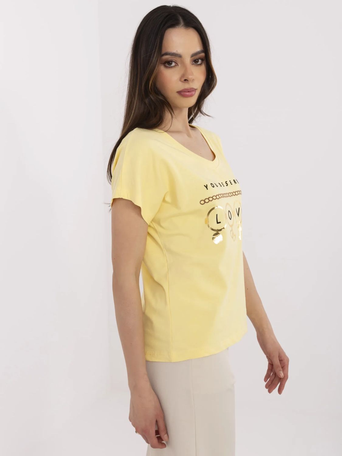 Żółte T-shirt z krótkim rękawem