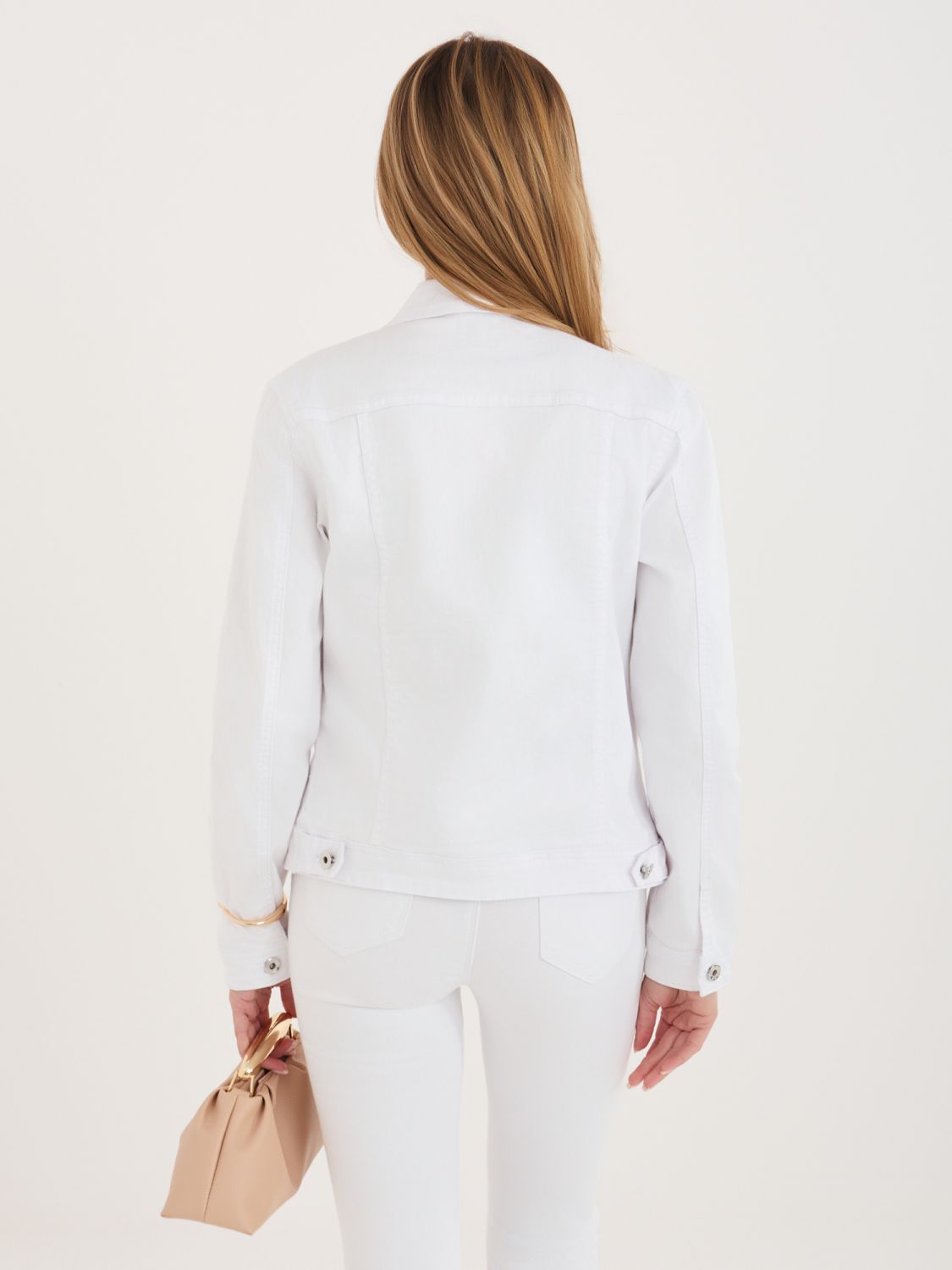 Biała kurtka jeansowa z kołnierzykiem