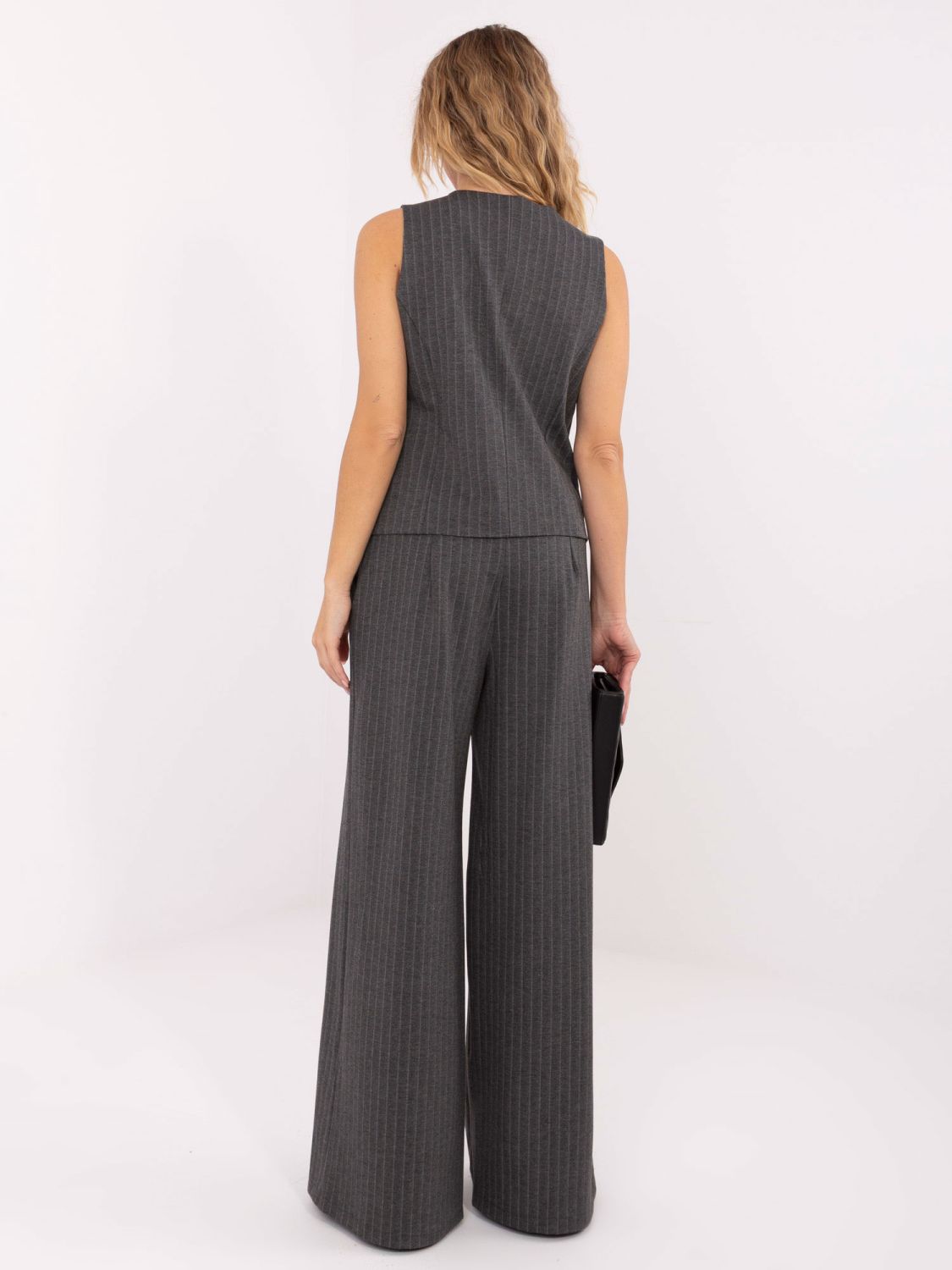 Elegancka szara damska kamizelka w paski