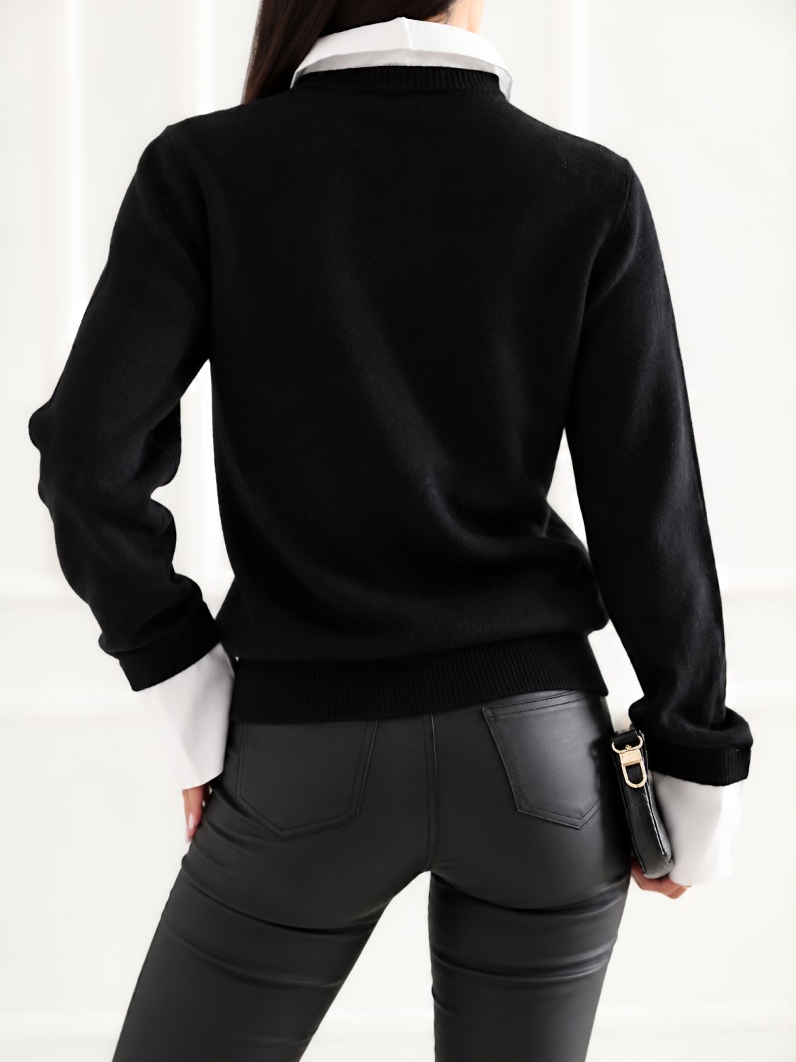 Elegancki czarny sweter polo
