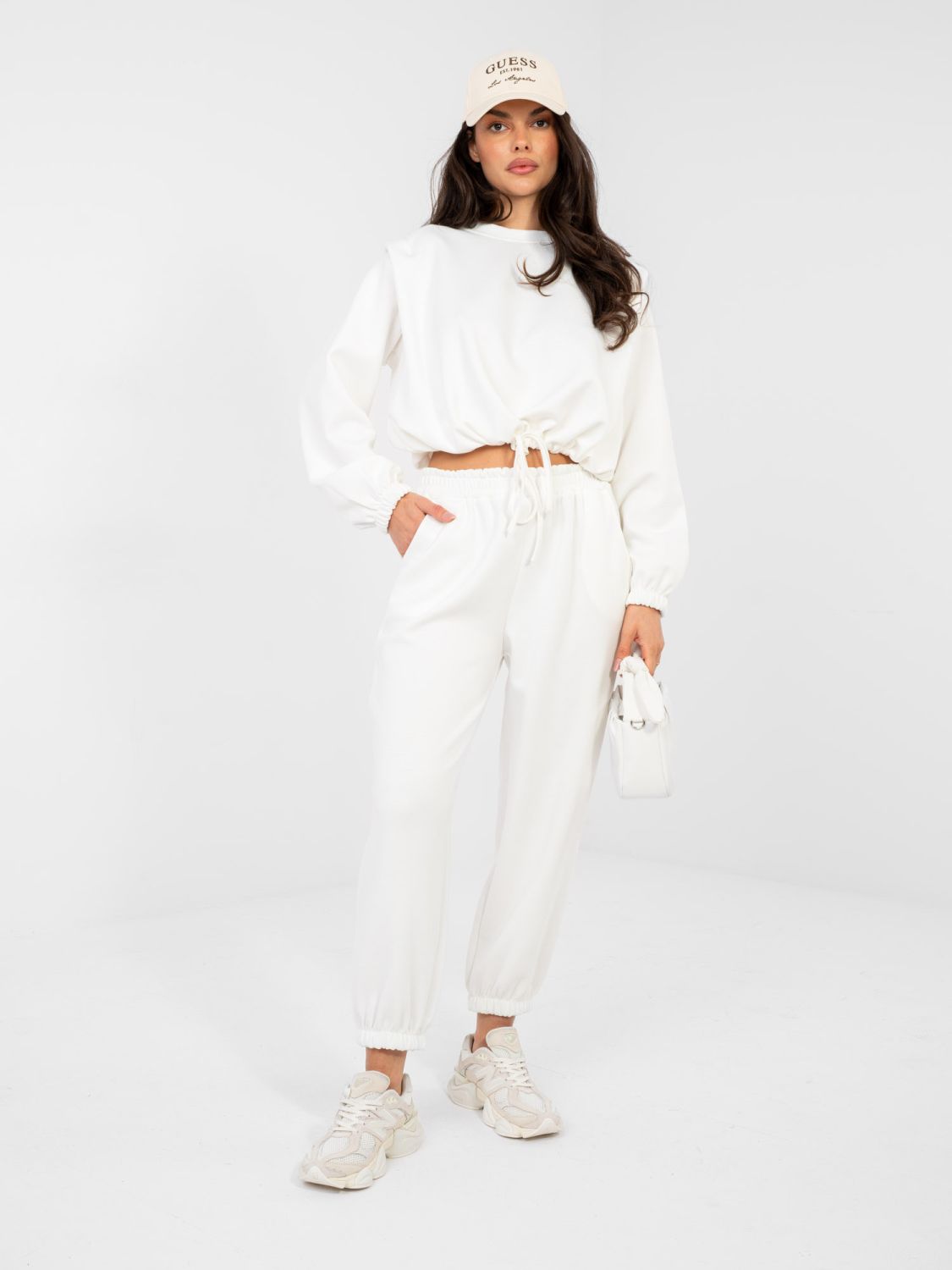 Damski komplet ecru z wiązaniem