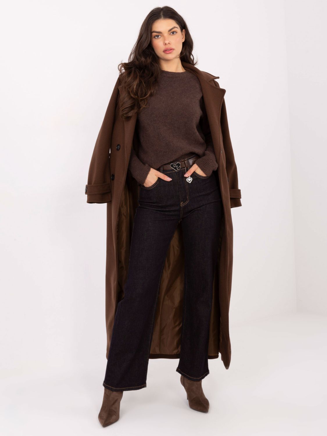 Damskie granatowe jeansy z prostą nogawką i wysokim stanem