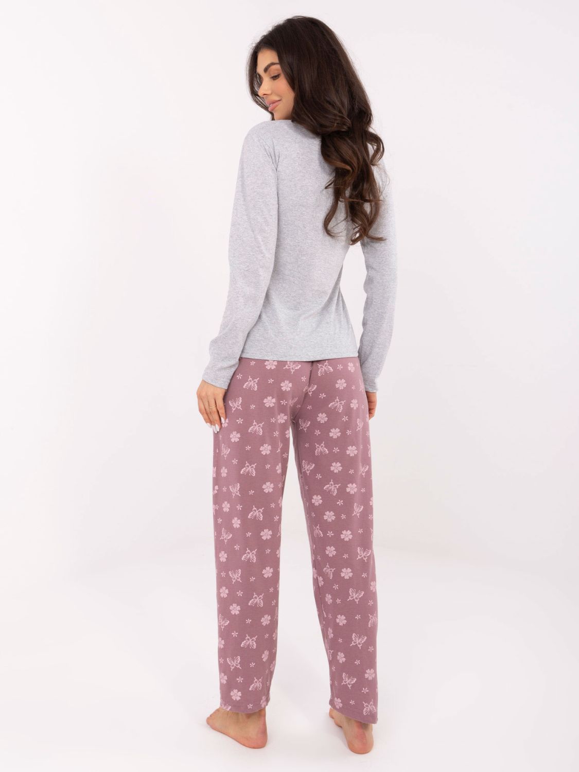 Damska szara piżama bawełniana z nadrukiem