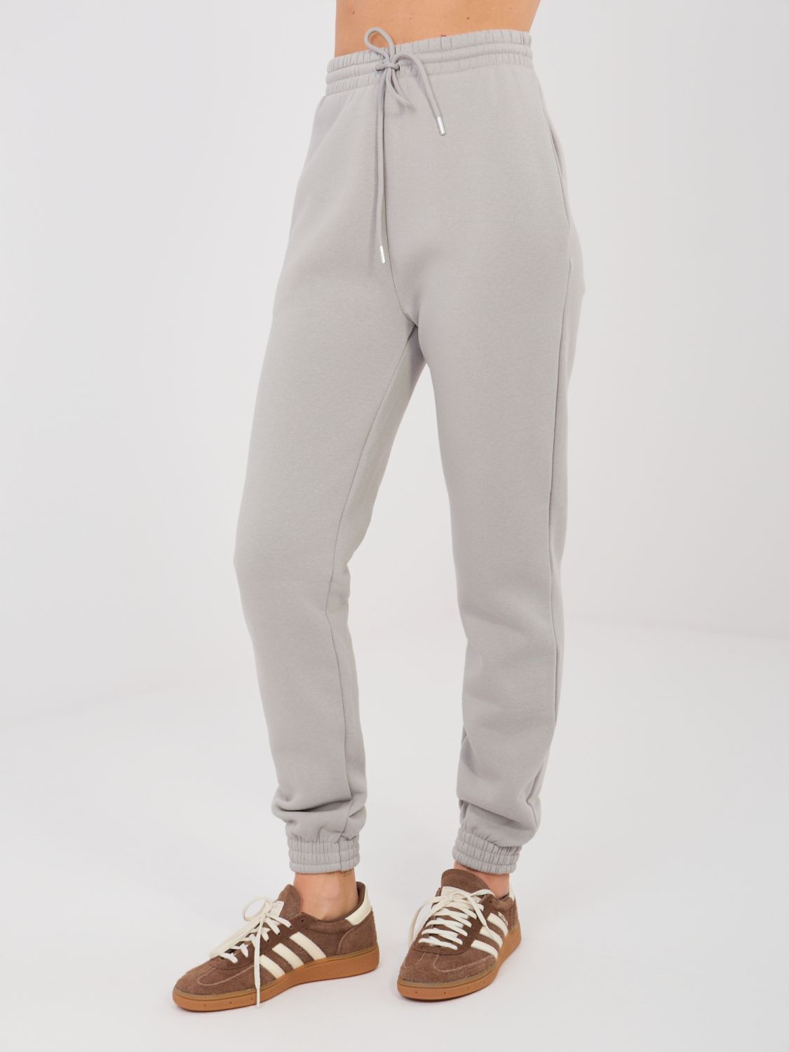 Damskie joggery dresowe z wiązaniem, szare