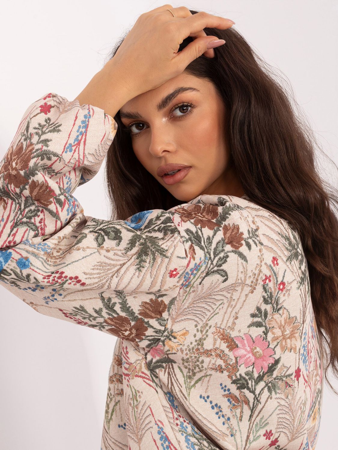 Zielona bomberka w kwiaty z podszewką