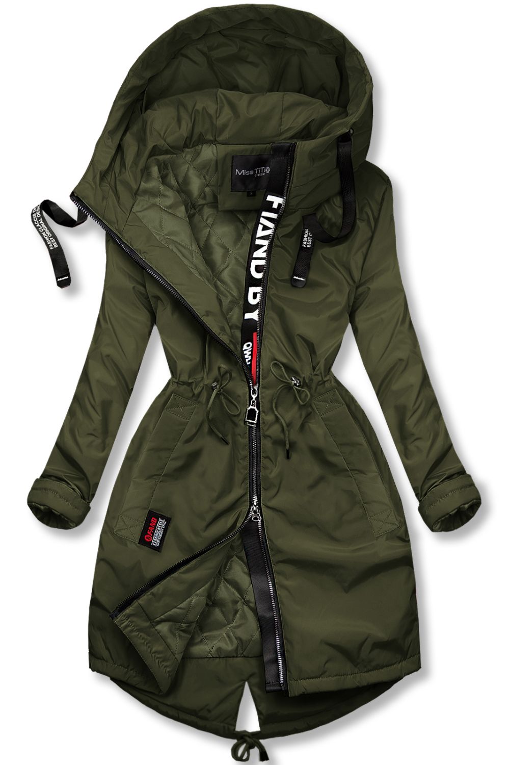 Khaki długi płaszcz/parka