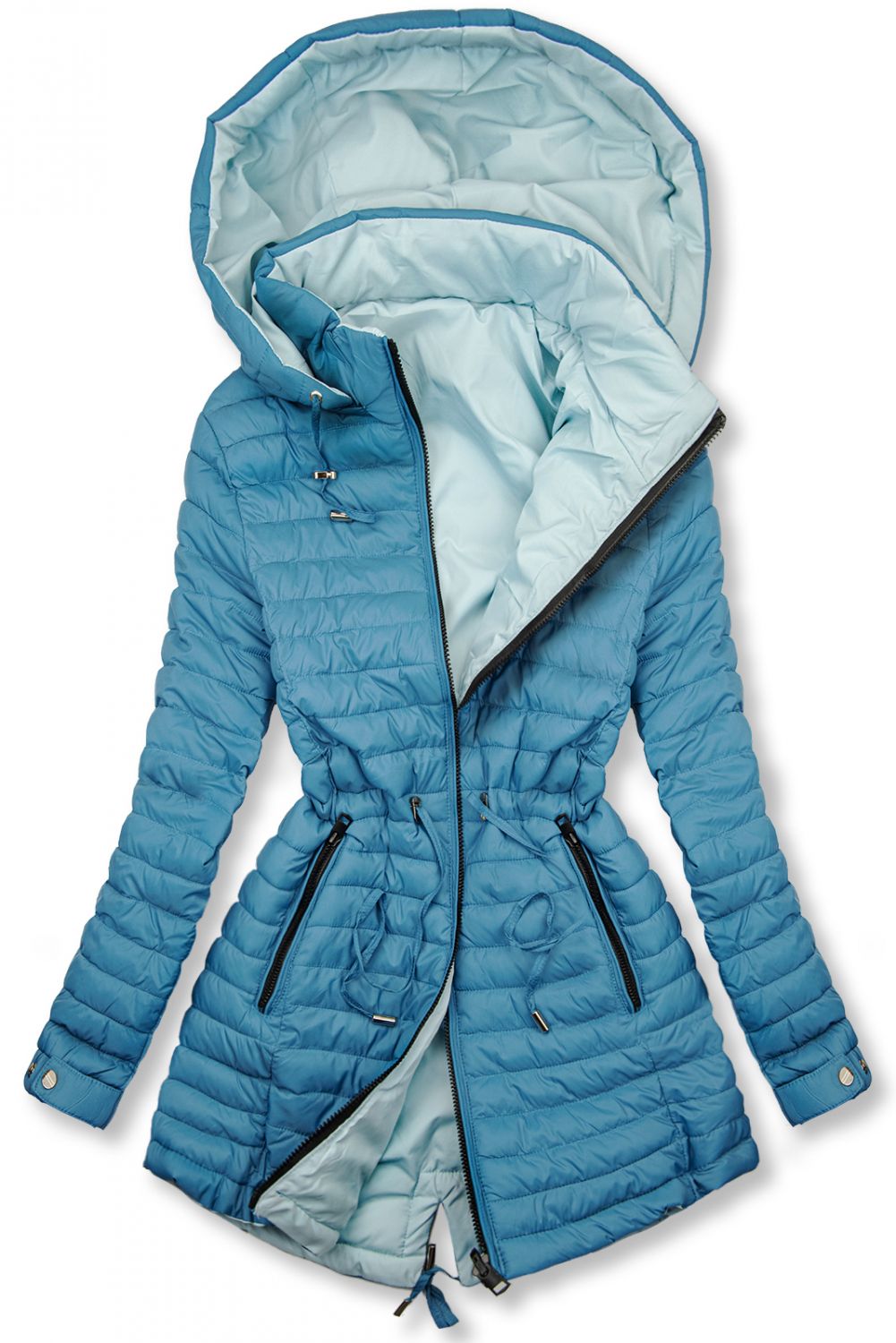Pikowana dwustronna parka niebieska/babyblue