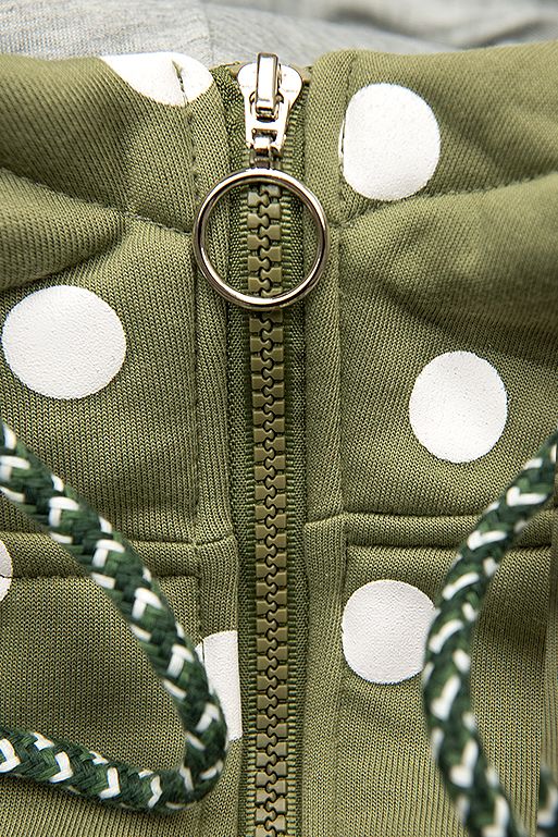 Komplet dresowy w kropki khaki/czarny