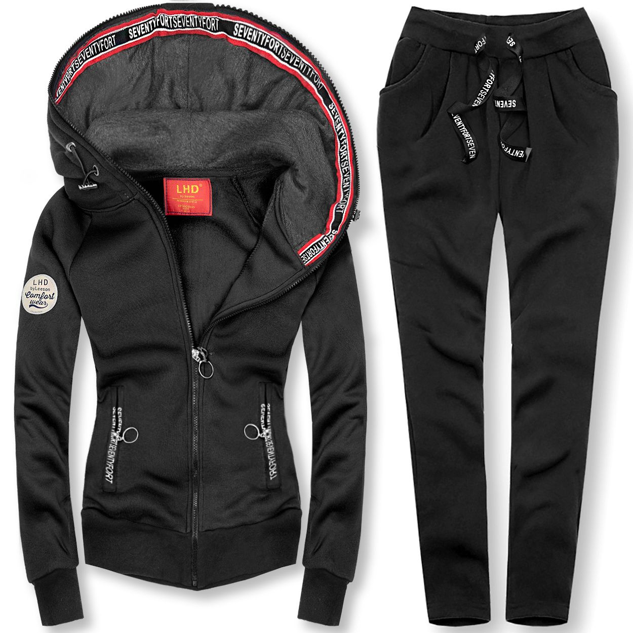 Czarny komplet dresowy na zamek