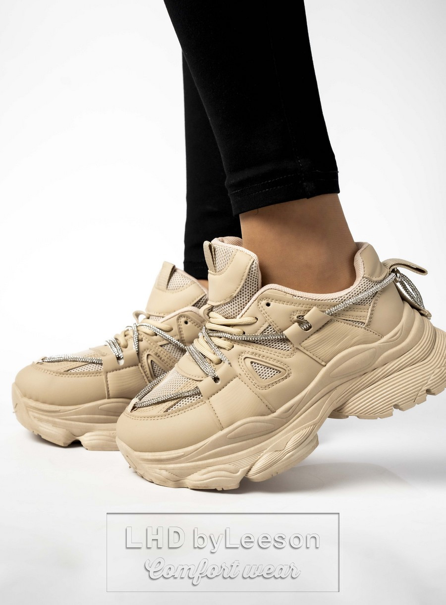 Sneakersy damskie na platformie LANCASIS BEIGE