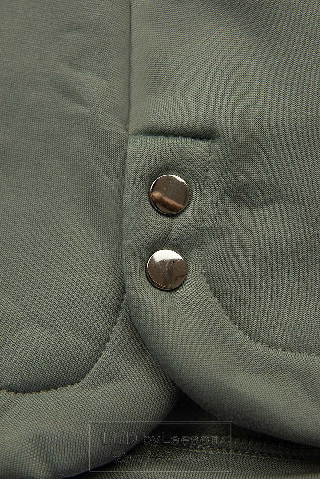 Oliwkowo - zielona bluza z szarym trykotowym kapturem