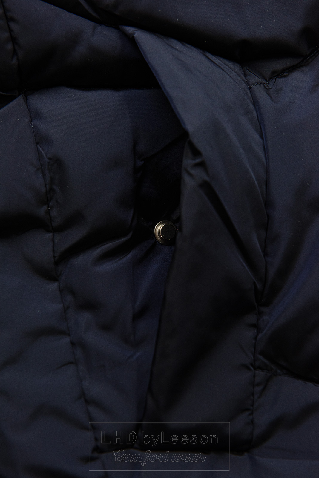 Granatowa  zimowa bomber kurtka o wydłużonym kroju