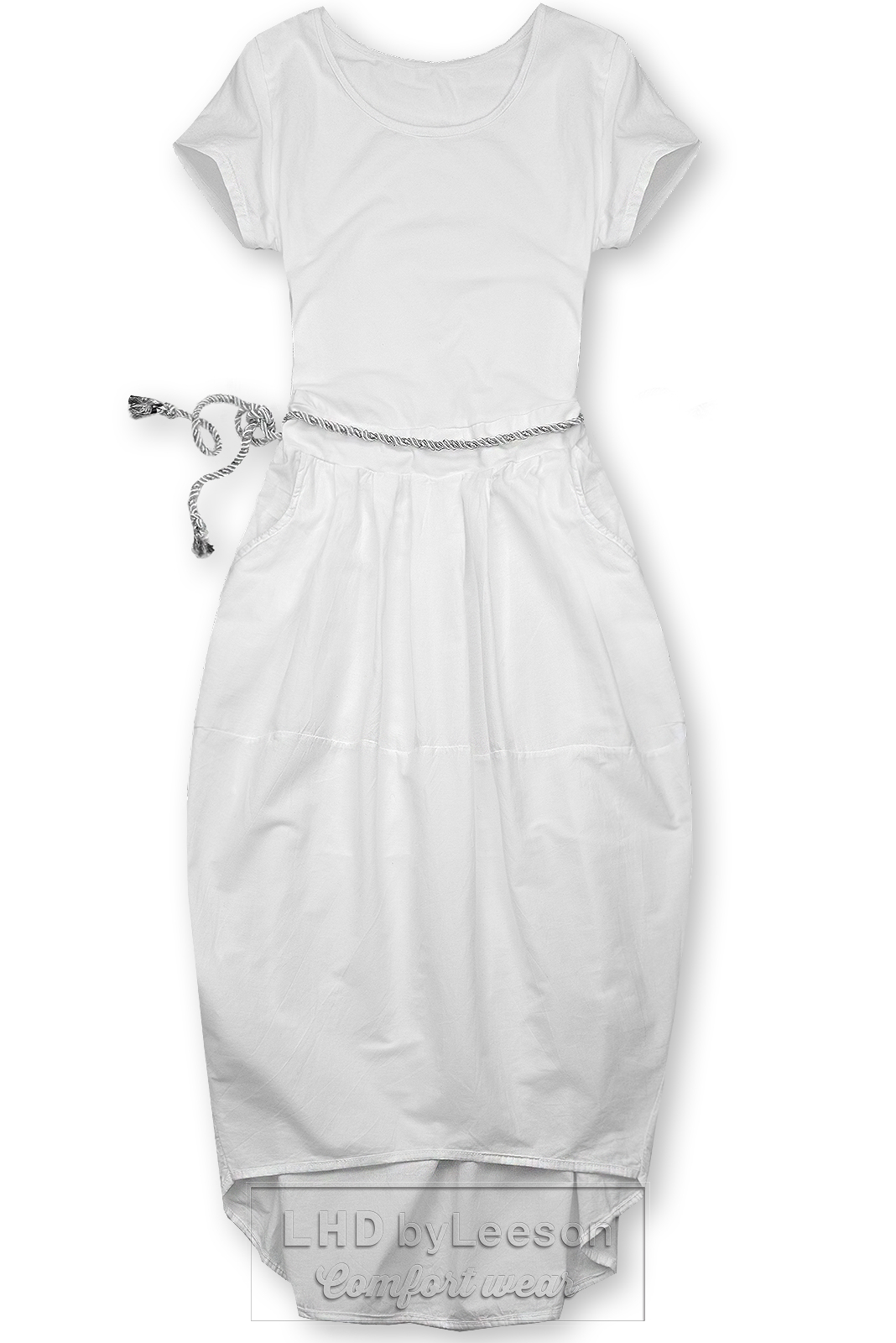 Biała midi sukienka w stylu basic